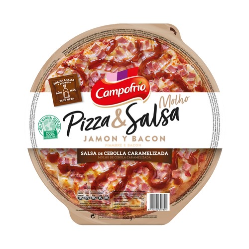 CAMPOFRÍO Pizza congelada de jamón y bacon con salsa de cebolla caramelizada CAMPOFRÍO 360 g.