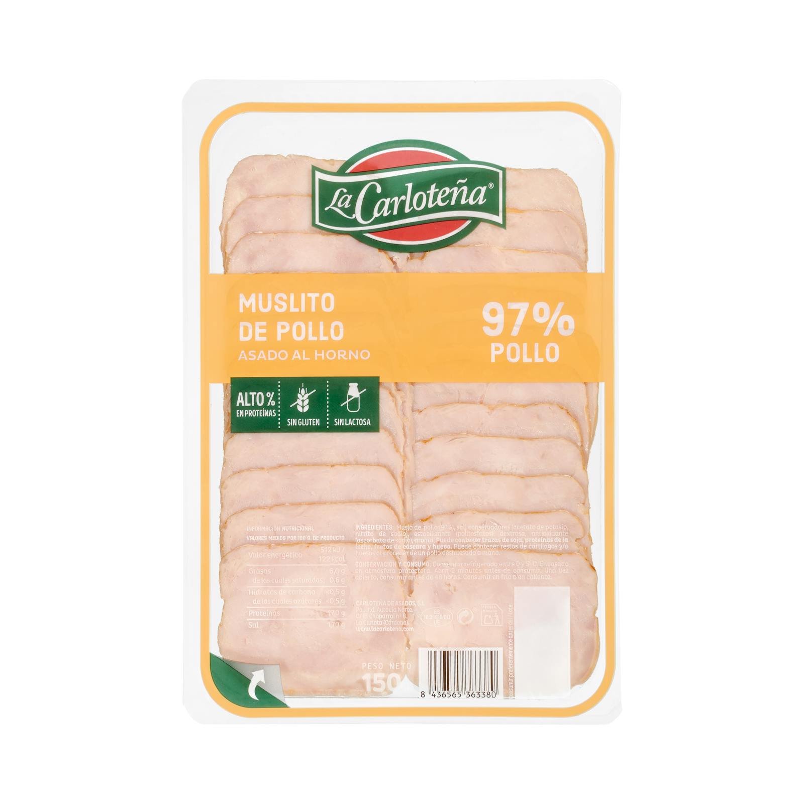Muslito de pollo 97% La Carloteña asado al horno lonchas