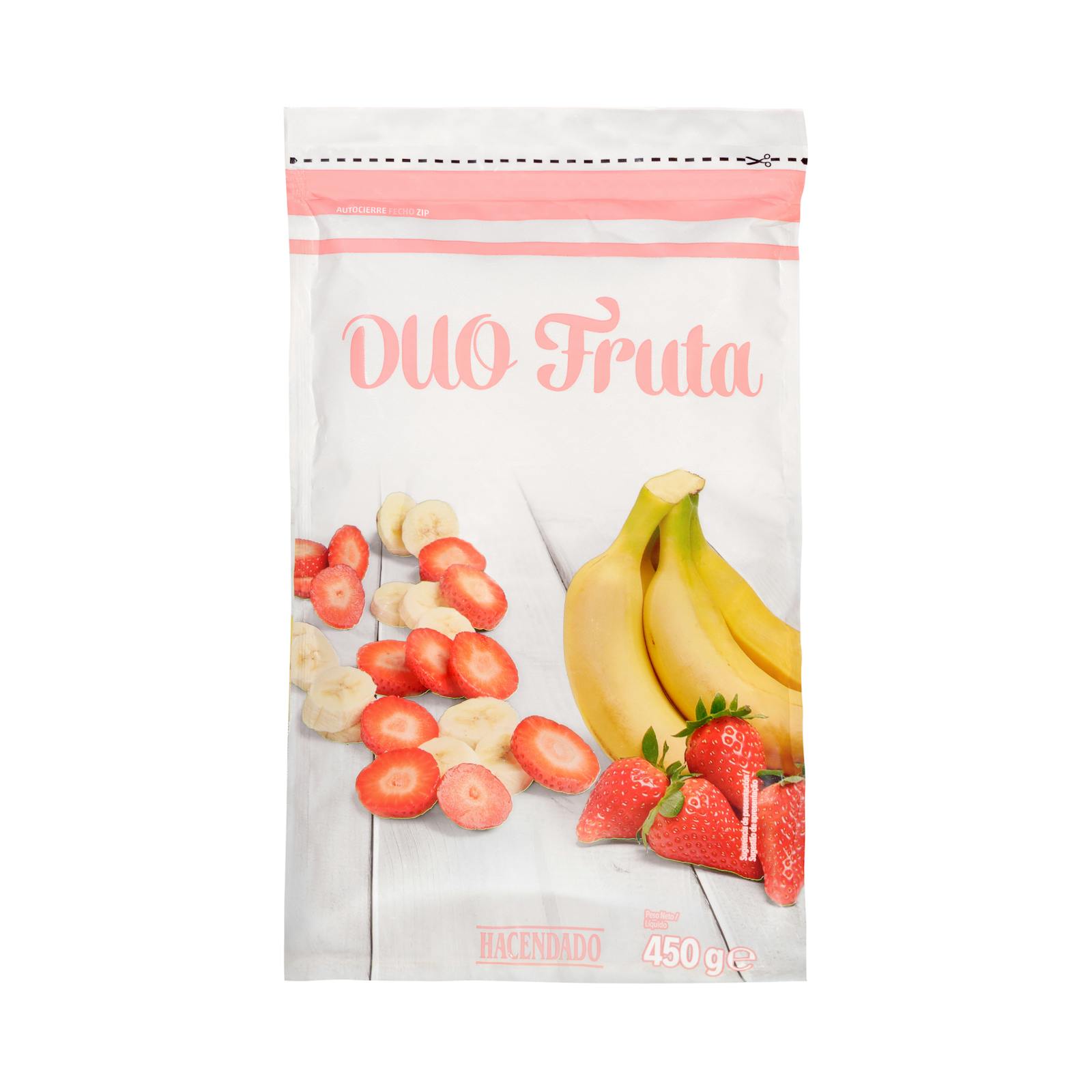 Dúo frutas fresa y plátano Hacendado congeladas