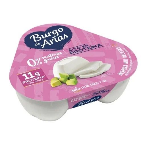 Queso fresco desnatado Burgo de Arias sin gluten pack de 3 unidades de 72 g.