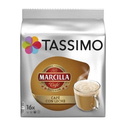 Café con leche en cápsulas Marcilla Tassimo 16 unidades de 11,5 g.