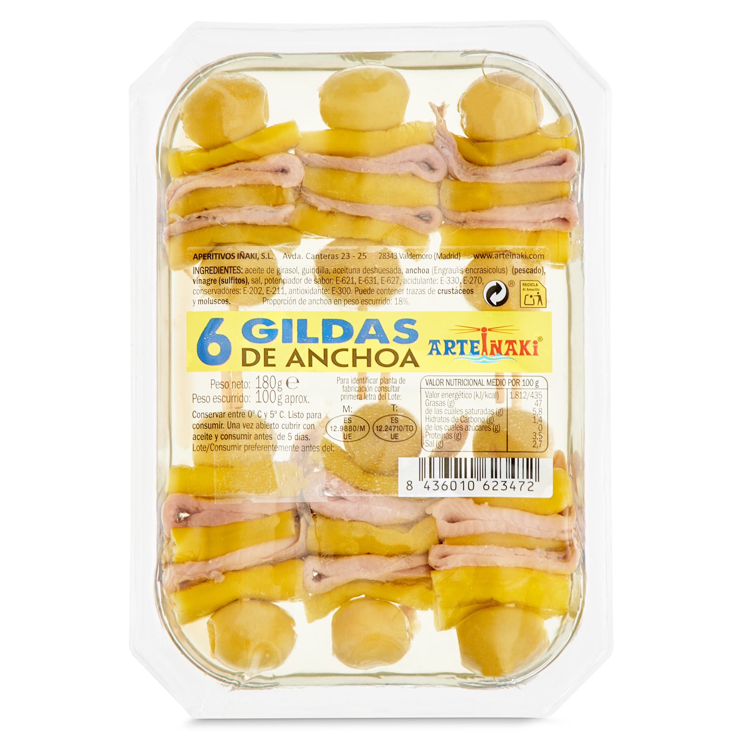 Gilda de anchoa doble Arteiñaki bandeja 100 g