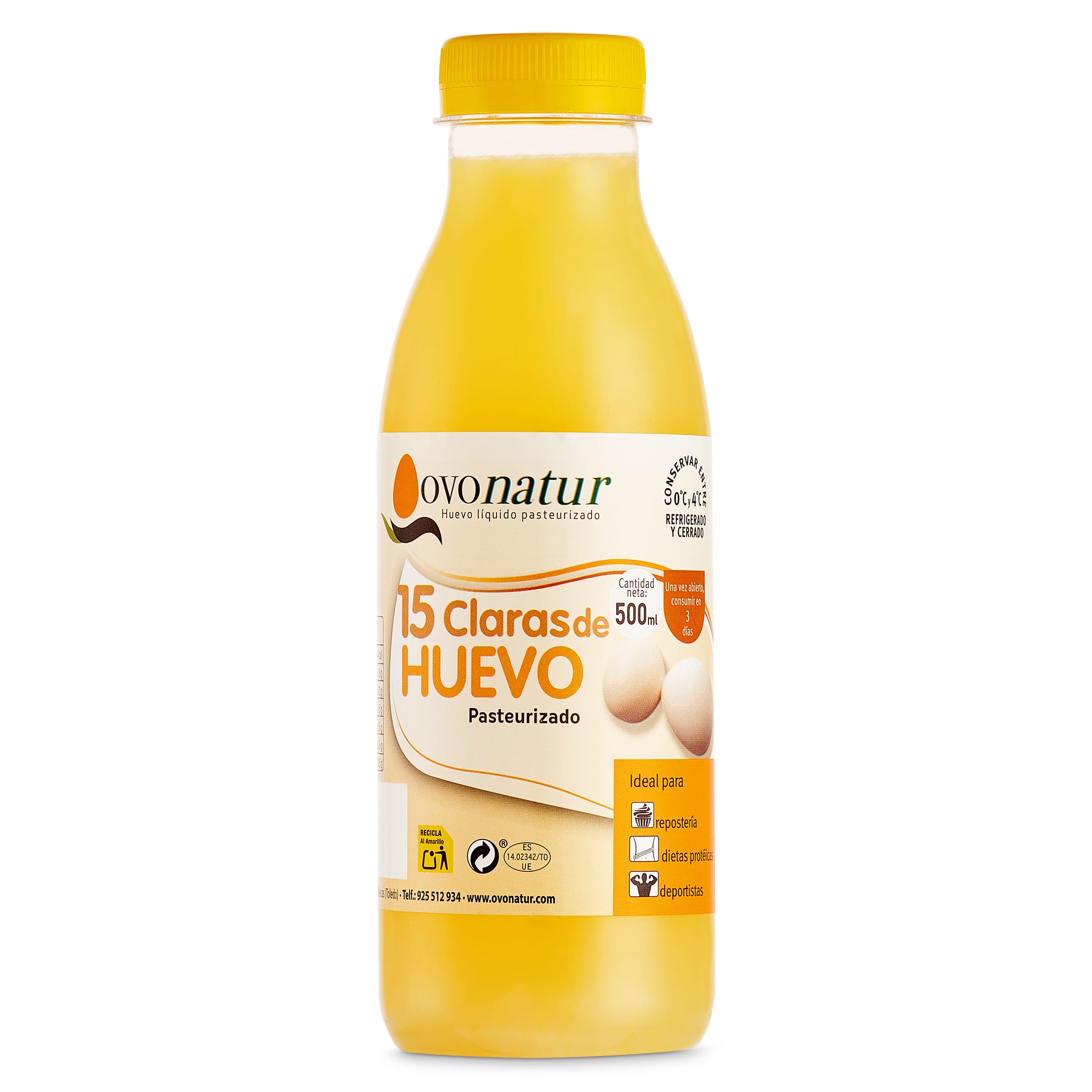 Claras de huevo pasteurizadas Ovonatur botella 500 ml