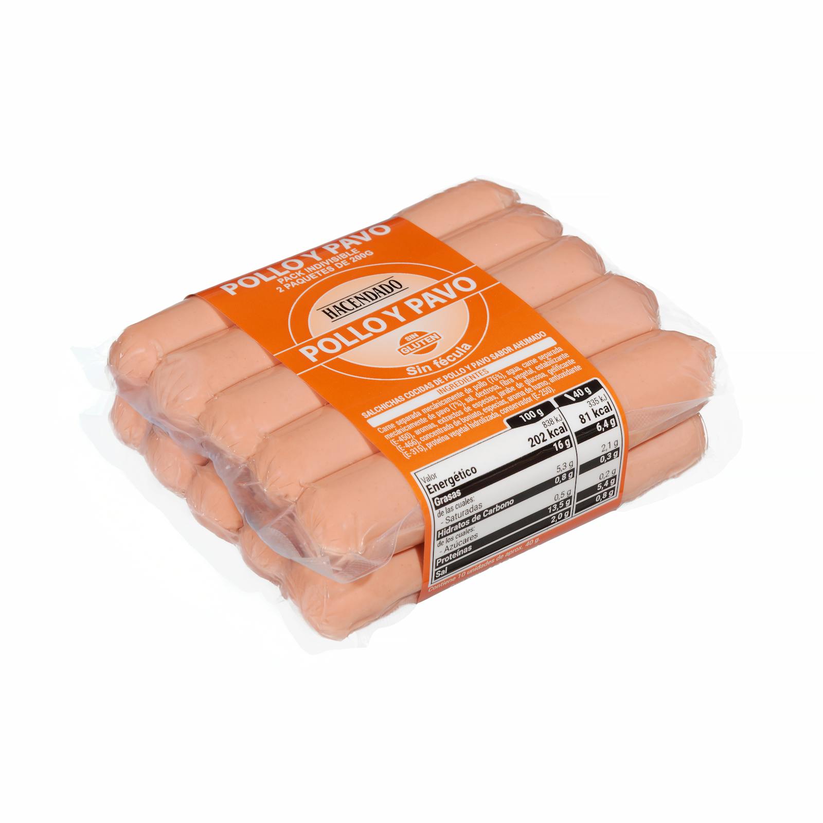Salchichas cocidas Hacendado de pollo y pavo sabor ahumado