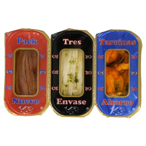 ARTEIÑAKI Tripack de boquerones, anchoas y mejillones 114 g.