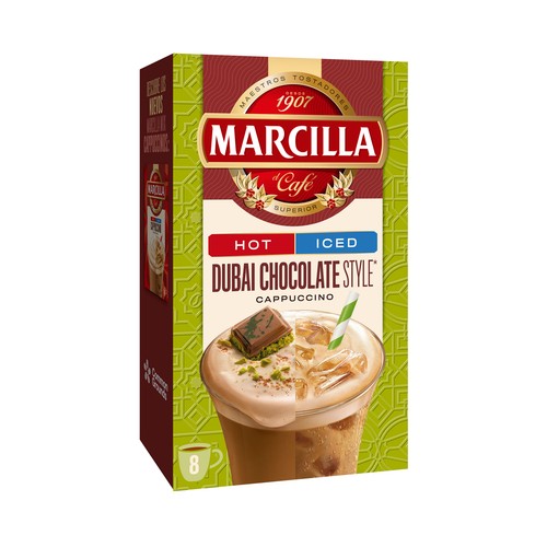 MARCILLA Café soluble cappuccino estilo chocolate Dubai 8 x 15 g.