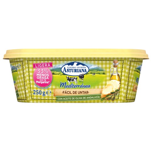 CENTRAL LECHERA ASTURIANA Tarrina de materia grasa para untar 40% con aceite de oliva 250 g.