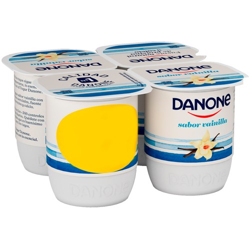 DANONE Yogur con sabor a vainilla, elaborado con fermentos naturales 4 x 120 g.