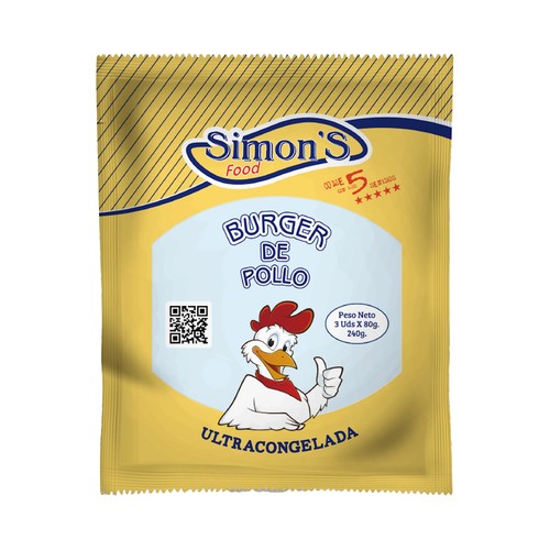 SIMON´S FOOD Burger meat de pollo, ultracongeladas 3 x 80 g.