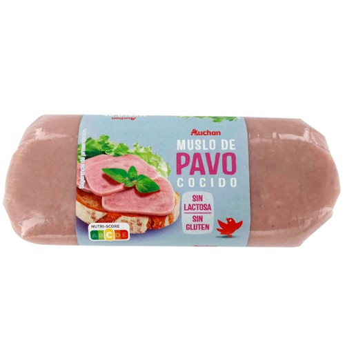 AUCHAN Fiambre de jamón de pavo cocido 400 g. Producto Alcampo