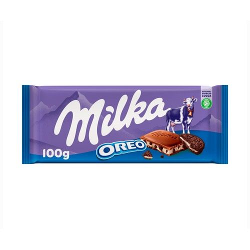 MILKA Chocolate con leche y trozos de galleta Oreo 100 g.