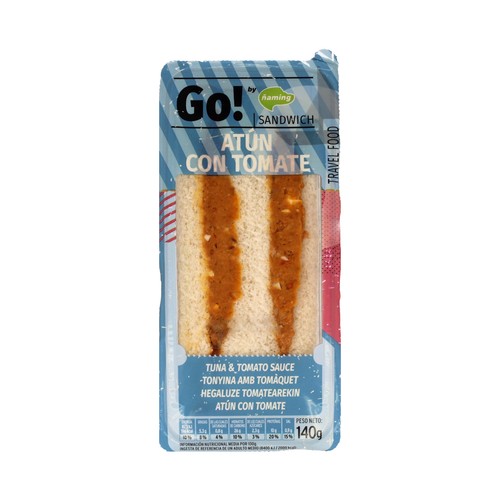 ÑAMING Sandwich de pan de molde con salsa de tomate, atún y huevo ÑAMING Go! 140 g.