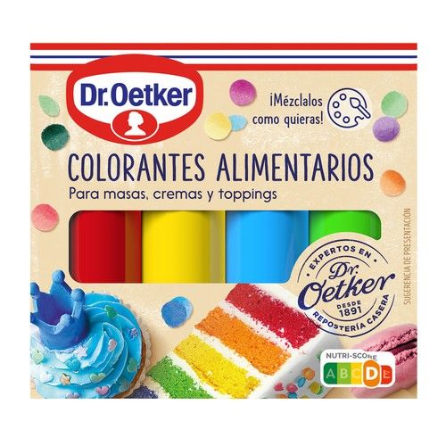 DR. OETKER Colorantes alimentarios, 4 colores pastel en gel Dr. OETKER 40 gr,